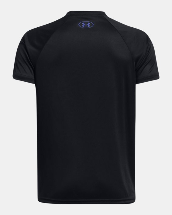 เสื้อแขนสั้น UA Tech™ Hybrid Print Fill สำหรับเด็กผู้ชาย in Black image number 1